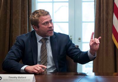 (Sarah Silbiger | The New York Times) Tim Ballard, the founder of Operation Underground Railroad, talks during a meeting about human trafficking on the southern border of the U.S., in the Cabinet Room of the White House, in Washington, Feb. 1, 2019. Ballard has been accused of sexual misconduct, according to a VICE News report.