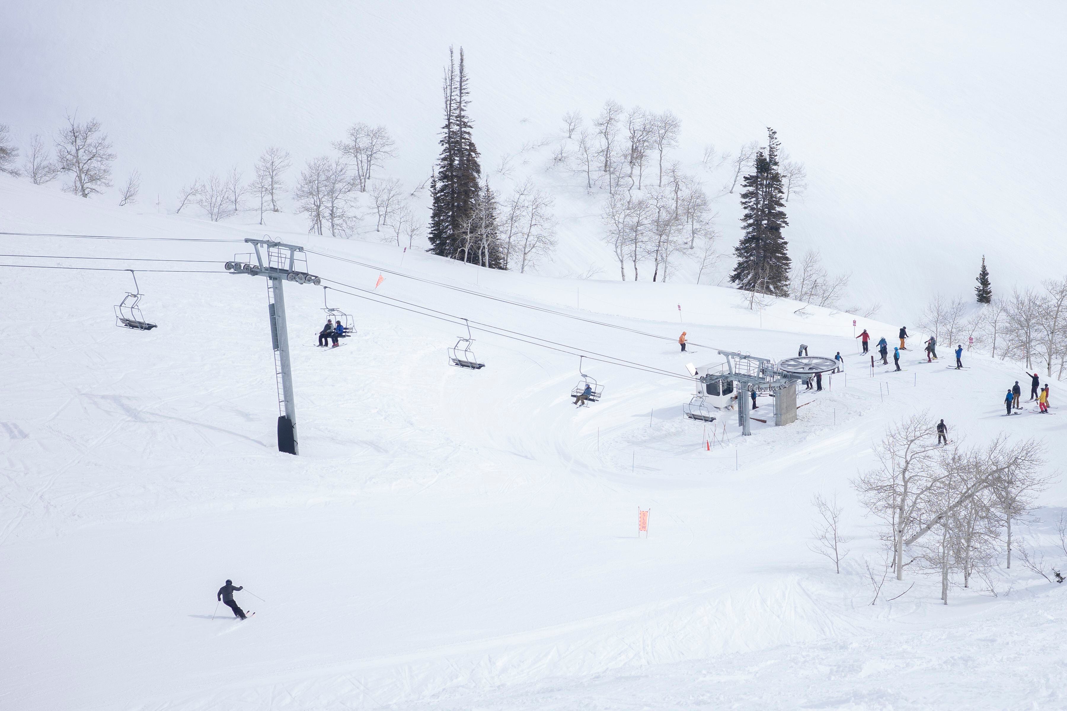 (Alex Goodlett | The New York Times) The Village chairlift at Powder Mountain in Eden, Utah, March 11, 2024. Starting next year, the Village chairlift will be reserved for homeowners who also pay a hefty annual fee.