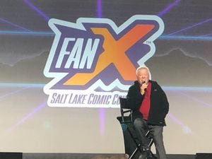 (Palak Jayswal  |  The Salt Lake Tribune) William Shatner, Capt. James T. Kirk from the original "Star Trek," talks to an audience at FanX Salt Lake Comic Convention at the Salt Palace Convention Center on Friday, Sept. 23, 2022.