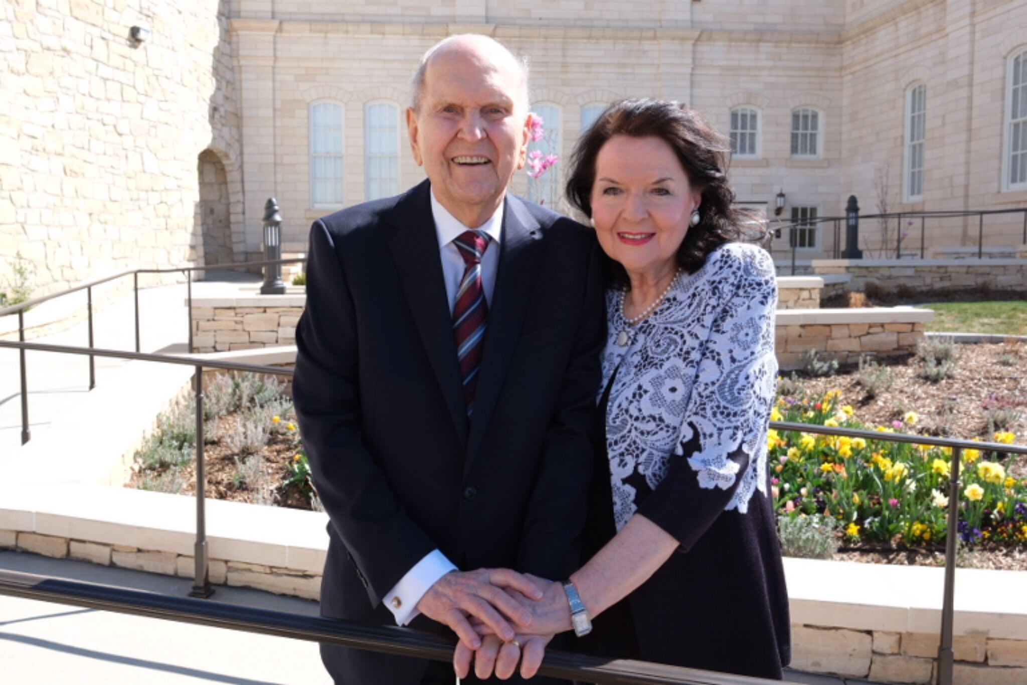 (The Church of Jesus Christ of Latter-day Saints) President Russell M. Nelson and wife Wendy participate in the rededication of the Manti Temple on Sunday, April 21, 2024.