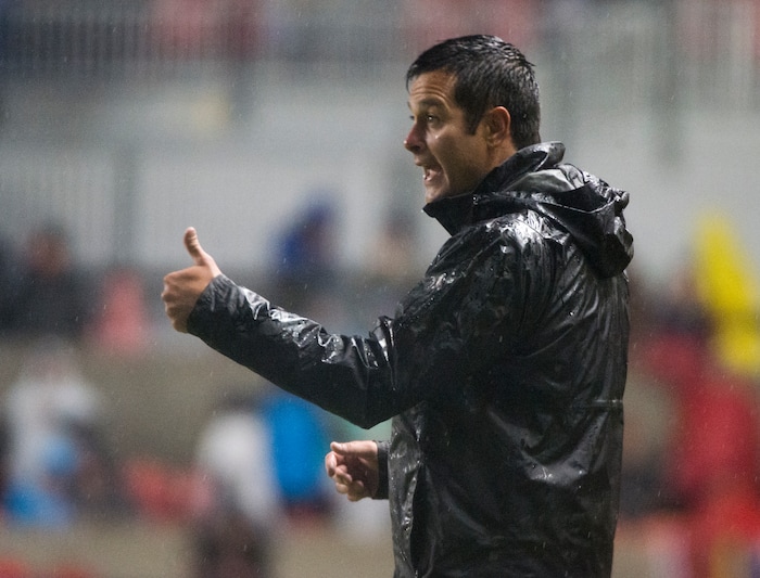 (Rick Egan  |  The Salt Lake Tribune)  Real Salt Lake head coach Mike Petke shouts instructions to his team, in MLS soccer action, Real Salt Lake vs Seattle Sounders, in Sandy, Utah, Saturday, September 23, 2017.