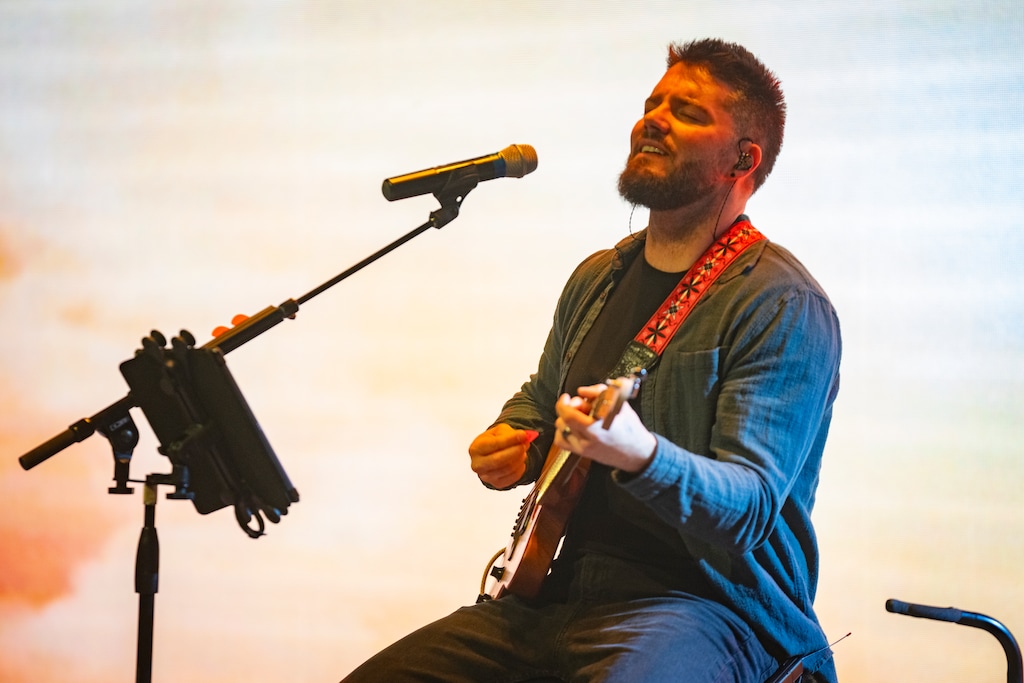 (Rick Egan | The Salt Lake Tribune) Pastor Seth Krinke performs during a worship service at The Mountain Church in Sandy in 2025.

