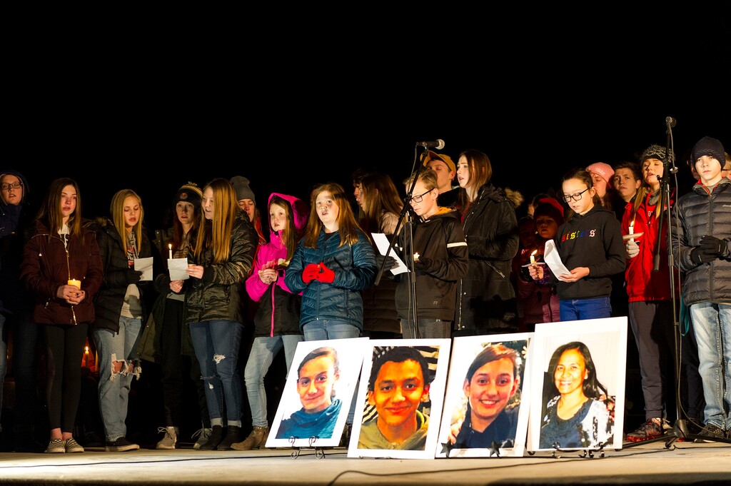 (Alex Gallivan | Special to The Tribune ) The Grantsville community comes together to remember the Haynie family at a candlelight vigil at Grantsville City Park, Monday, Jan. 20, 2020.