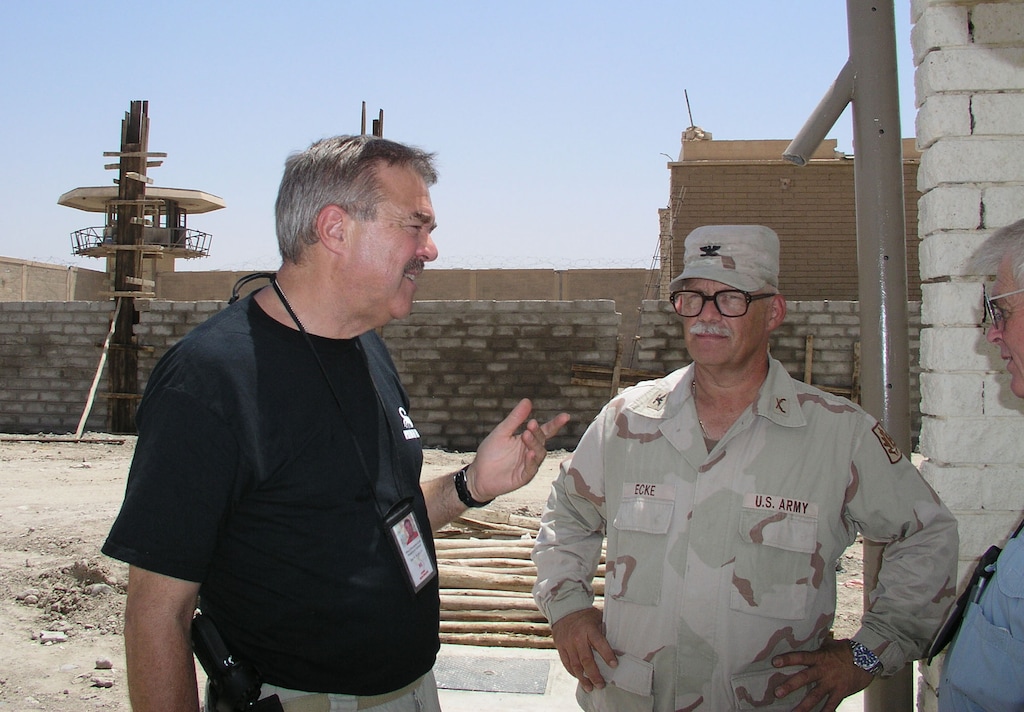 (Photo courtesyof  Gary DeLand) Gary Deland, seen here in Iraq when he played a central role in setting up Abu Ghraib prison, owns the copyright to Utah's inmate standards protocols.