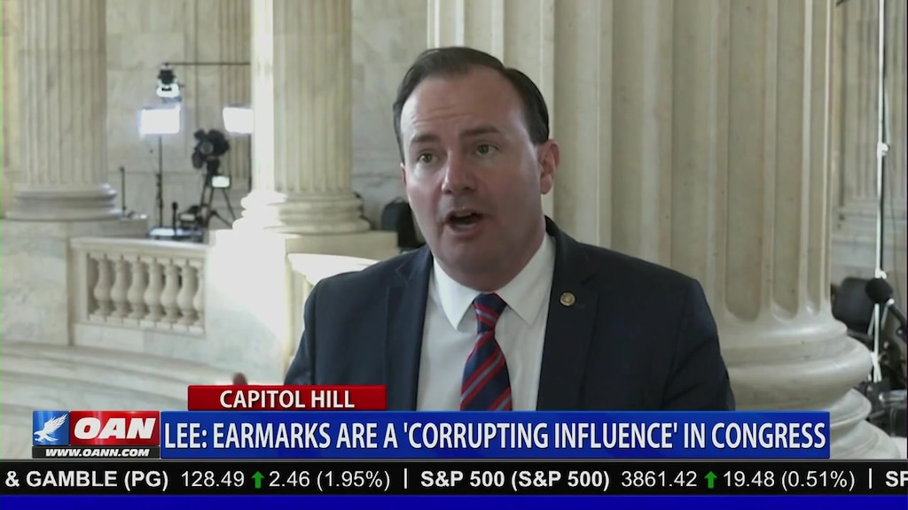 (Screengrab via Grabien) Sen. Mike Lee of Utah discusses his opposition to Congressional earmarks during an appearance on One America News Network.