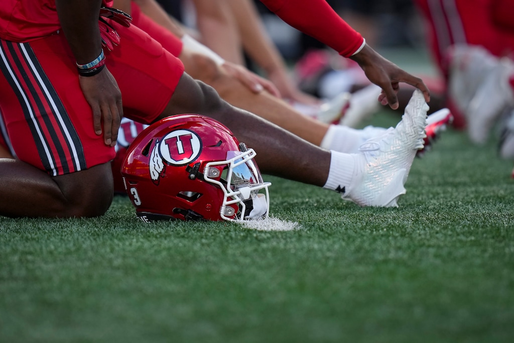 (Bethany Baker | The Salt Lake Tribune) A Utah Utes player warms up before the game between the Utah Utes and the Idaho Vandals at Rice-Eccles Stadium in Salt Lake City on Thursday, Sept. 3, 2026.