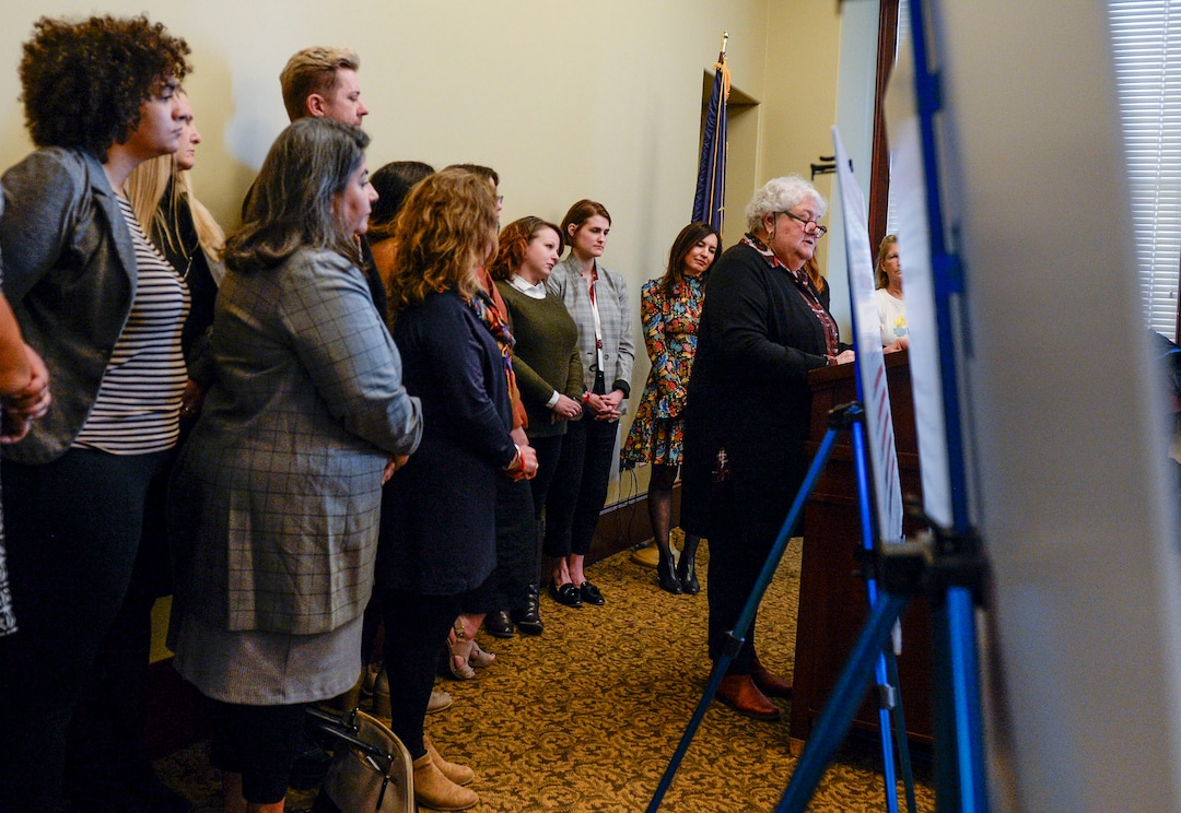 (Leah Hogsten  |  The Salt Lake Tribune) Karrie Galloway, President and CEO of Planned Parenthood of Utah presents the findings of the 2020 Reproductive Rights Poll on Monday at the Capitol. Alliance for a Better Utah, Planned Parenthood of Utah, the ACLU of Utah and Family Planning Elevated released the results of a Utah-specific poll on the issues of sex education, contraceptive access and abortion, Feb. 24, 2020.