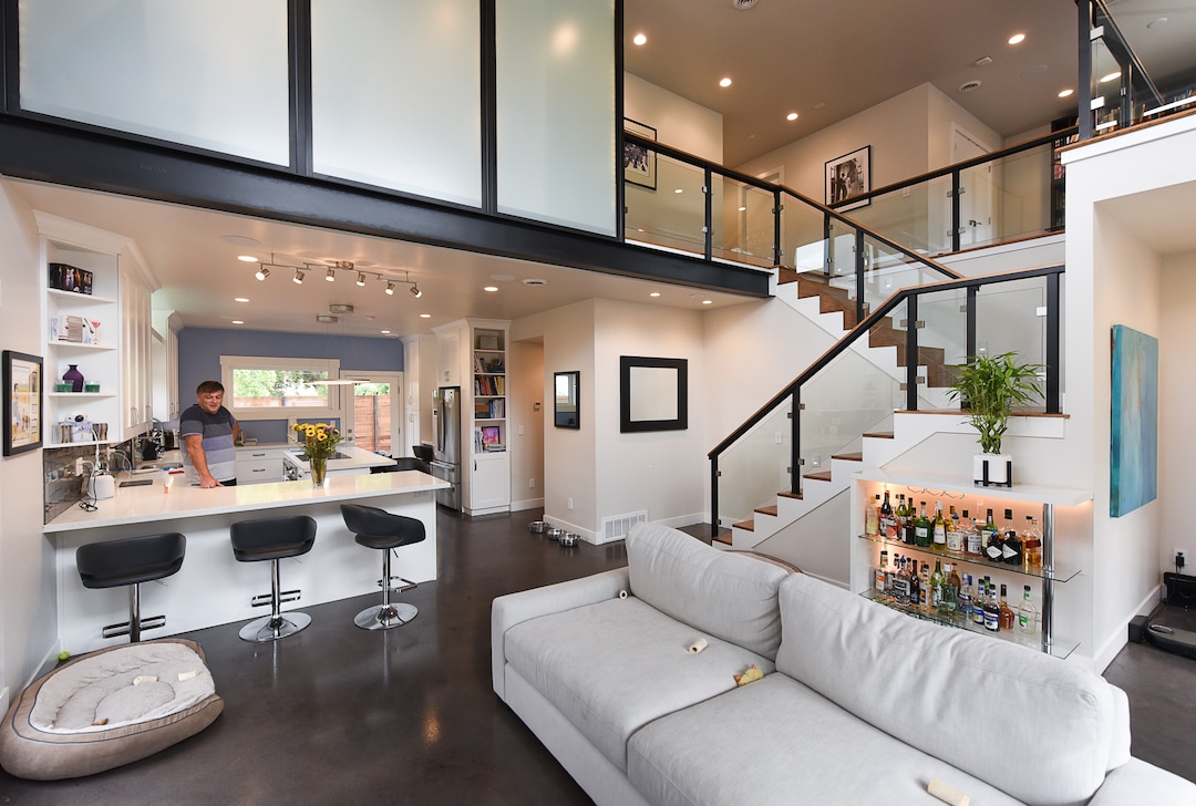 (Francisco Kjolseth | The Salt Lake Tribune) Peter Bartok's home at Living Zenith is photographed, a community of five energy-efficient homes near Liberty Park. The homes were created by developer Redfish, who recognized that poor air disproportionately affects residents in low-income areas. The air-tight homes, which include solar panels to largely offset their energy use making them net-zero energy homes, feature multiple energy-efficient designs and materials.