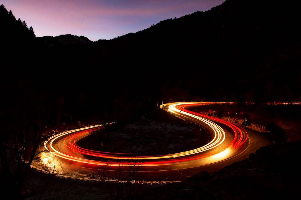 (Francisco Kjolseth | Tribune file photo) Traffic moves through Big Cottonwood Canyon on Monday, Nov. 16, 2020, in this timed exposure.