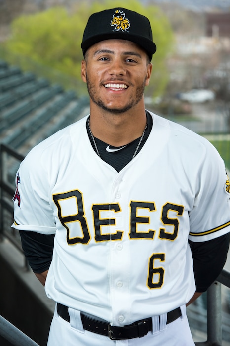 (Rick Egan  |  The Salt Lake Tribune)    Salt Lake Bees outfielder Michael Hermosillo, Monday, April 2, 2018.