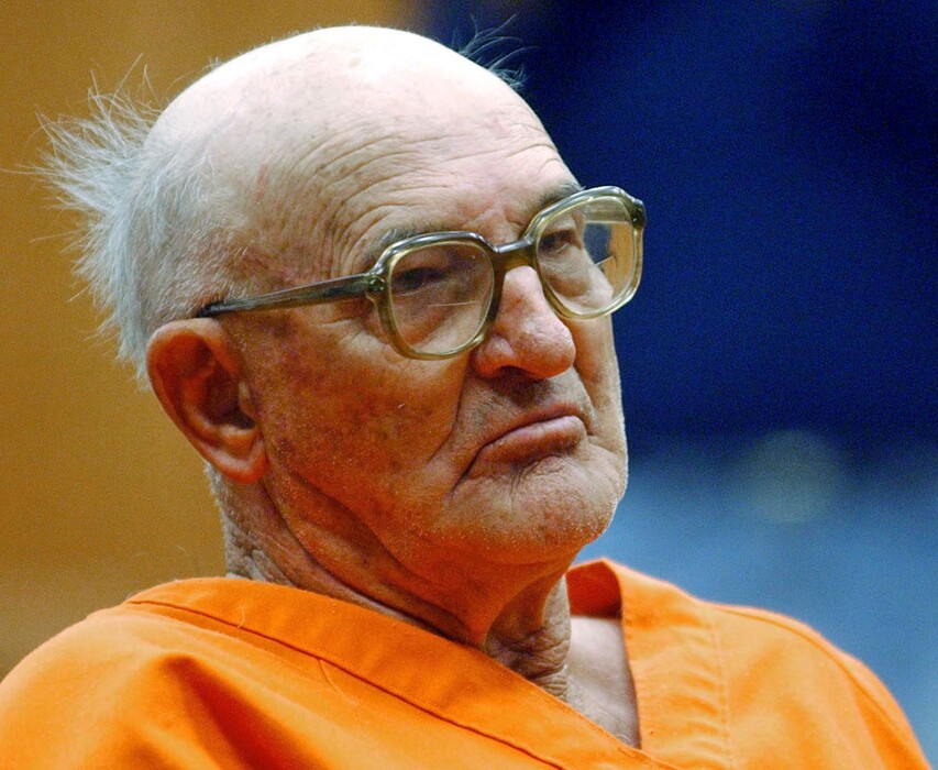 FILE - In this Jan. 7, 2005, file photo, Edgar Ray Killen sits in court in Philadelphia, Miss. Killen, a former Ku Klux Klan leader who was convicted in the 1964 "Mississippi Burning" slayings of three civil rights workers, died in prison at the age of 92, the state's corrections department announced Friday, Jan. 12, 2018. (AP Photo/Rogelio V. Solis, File)