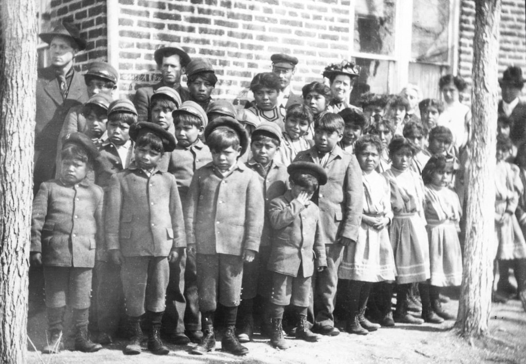 (Panguitch Utah History) Pictured are the students at the boarding school for Native Americans just north of Panguitch, Utah, that ran from 1904 to about 1909.