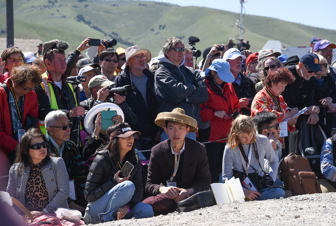 (Francisco Kjolseth  |  The Salt Lake Tribune)  People pack in to get a better view of the festivities on Friday May 10, 2019, in celebration of the 150th anniversary of the completion of the transcontinental railroad at Promontory Summit where the two rails met back on May 10, 1869.