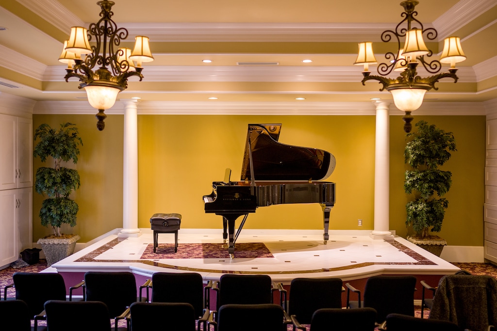 (Trent Nelson  |  The Salt Lake Tribune) The recital room at Daynes Music Co. in Midvale on Thursday, March 5, 2026.