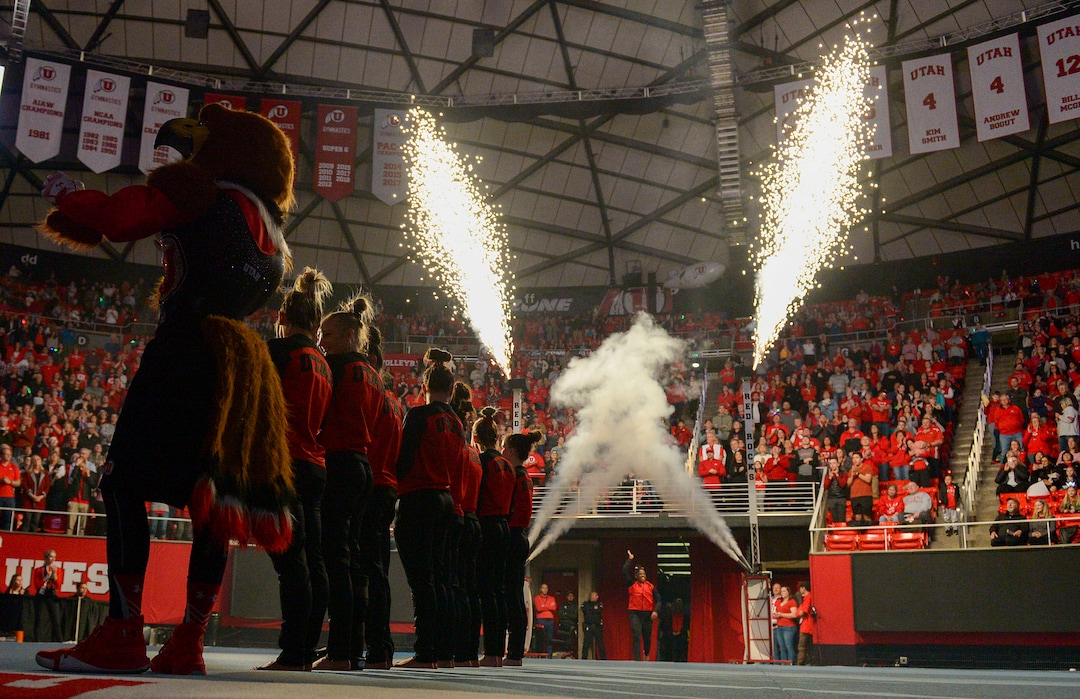 (Leah Hogsten  |  The Salt Lake Tribune) The University of Utah fifth-ranked gymnastics team hosts No. 12 University of Kentucky during its home opener, Jan. 3, 2020, at the Huntsman Center.