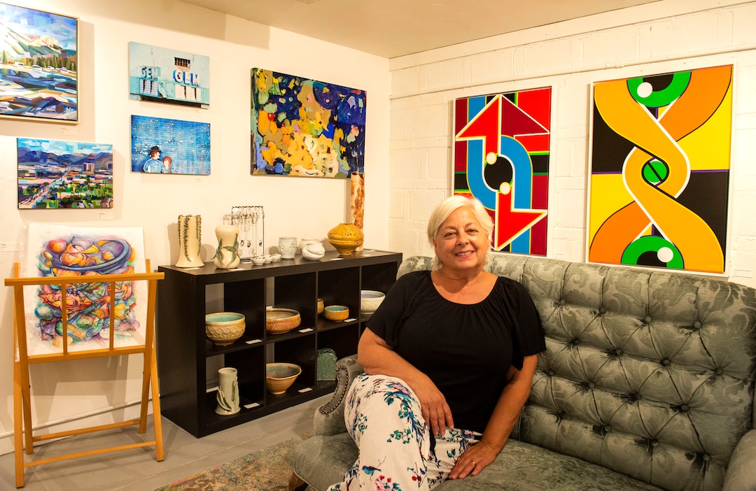 (Rick Egan  |  The Salt Lake Tribune)        Linda Kiley, in her Art Works Gallery in Cedar City, Wednesday, June 19, 2019.