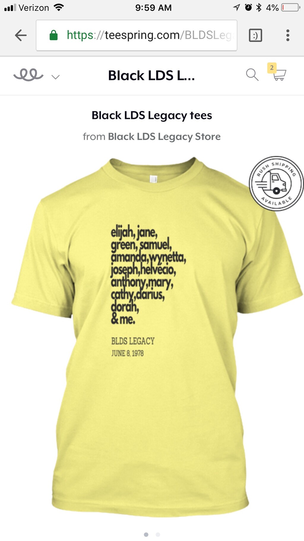 (Courtesy) These T-shirts showcase the names of famous black Mormons past and present.
