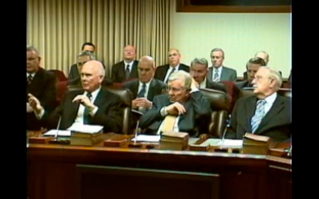 Courtesy imageA screenshot from a leaked video shows Mormon apostles discussing Wikileaks and Chelsea Manning's sexuality.