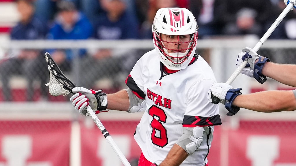 (Eli Rehmer | Utah Athletics) Utah sophomore attacker Ryan Stines, shown during a game earlier this season, had a goal and two assists in the Utes' loss to Duke in the first round of the NCAA Lacrosse Championships on Saturday, May 11, 2024, in Durham, N.C.