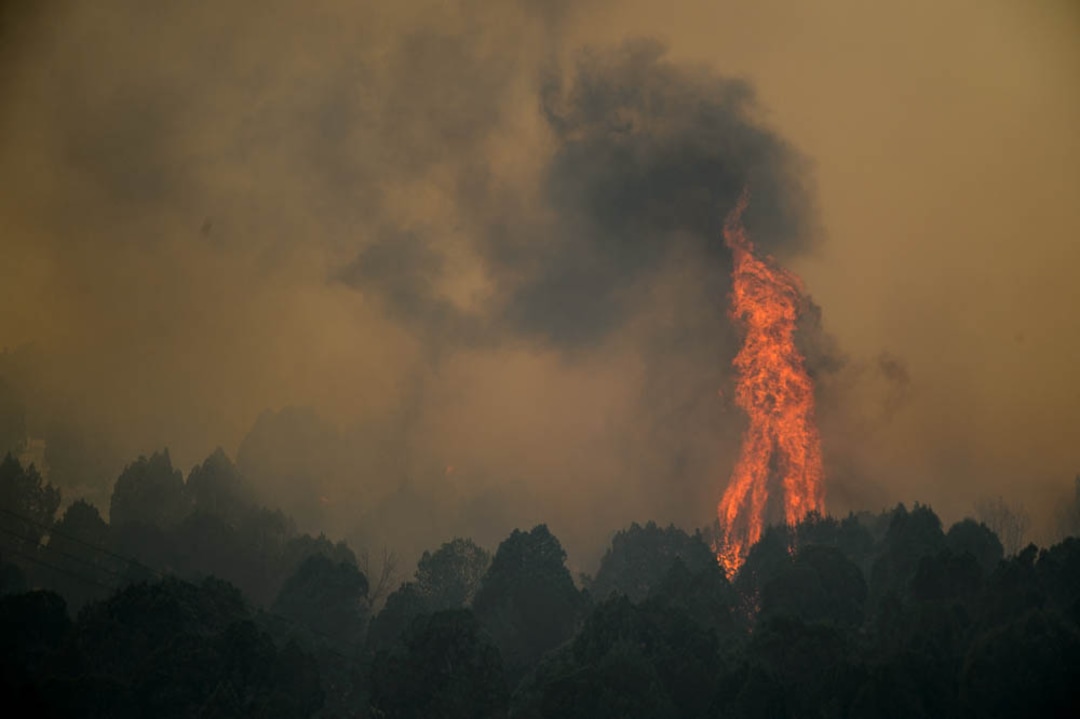 (Trent Nelson | The Salt Lake Tribune) The Coal Hollow Fire burns along Highway 6 in Utah County, Thursday Aug. 9, 2018.