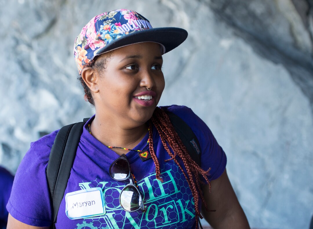 (Rick Egan  |  The Salt Lake Tribune)  Maryan listens to Ranger Cassidy Jones, during  a tour of Timpanogos Cave as part of the YouthWorks program, Thursday, Aug. 3, 2017.