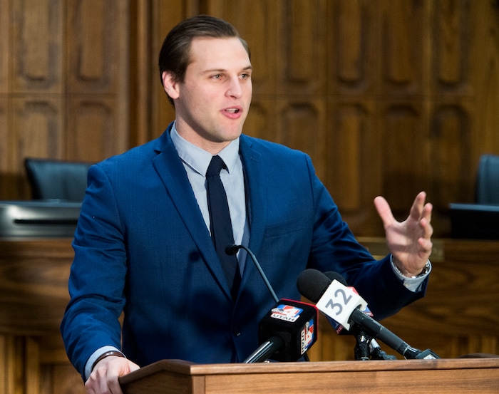 (Rick Egan  |  The Salt Lake Tribune)    Mackey Smith talks about his friend, Elizabeth Elena Laguna-Salgado, who went missing three years ago in downtown Provo, Friday, April 13, 2018.