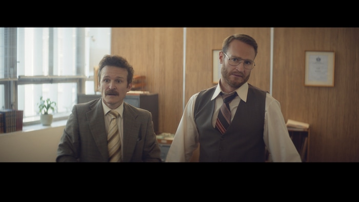 (courtesy Shorts International) Two men (Damon Herriman, left, and Josh Lawson) — one a psychiatrist, the other a patient who thinks he's a psychiatrist — have an unusual appointment in "The Eleven O'Clock," one of the five films nominated in the Live-Action Short Film category of the 90th Academy Awards.