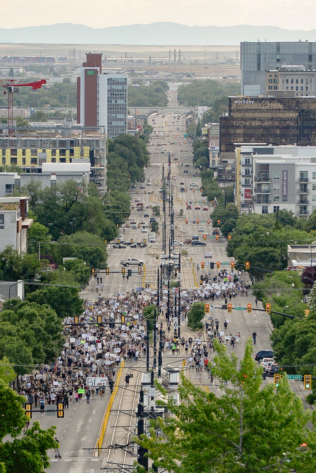 (Francisco Kjolseth  |  The Salt Lake Tribune) Demonstrators protesting against police brutality make their way to the University of Utah on Wednesday, June 3, 2020, in Salt Lake City, as the initially set 8 p.m. weeklong curfew was removed.
