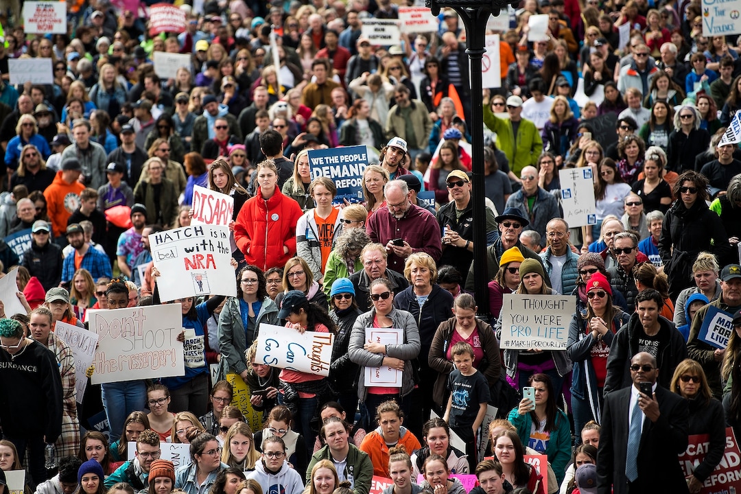 (Chris Detrick | The Salt Lake Tribune)  Participants listen during the March for Our Lives SLC rally at the state Capitol Saturday, March 24, 2018. The student-led March for Our Lives SLC got underway about 11:30 a.m. with what police estimated were 8,000 participants walking from Salt Lake City's West High School to the front steps of the state Capitol.