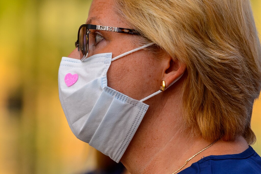 (Trent Nelson | The Salt Lake Tribune) Magdelena Litwinczuk, one of a group of ICU nurses from Northwell Health who will support ICU teams at Intermountain Healthcare in Utah, at a news conference in Murray on Tuesday, Aug. 4, 2020. Last April, Intermountain deployed two COVID-19 Response Teams totaling 100 caregivers to assist New York City-area hospitals during that state’s major surge of COVID-19 cases. Those hospitals planned to return the favor when their surge subsided, which it now has.