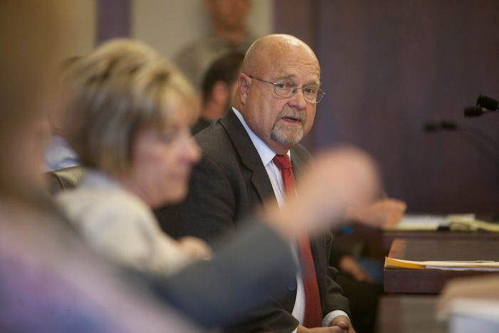 (Chris Caldwell  |  Pool Photo)  Defense lawyer Stephen Harris during the detention hearing and the initial appearance for the 16-year-old boy accused of bringing a bomb to Pine View High School Wednesday, March 28, 2018.