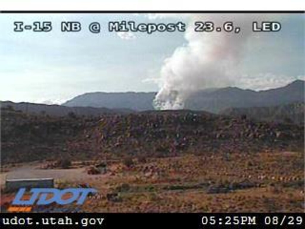 Oak Grove Fire burning near I-15 on Sunday, August 29, 2021.