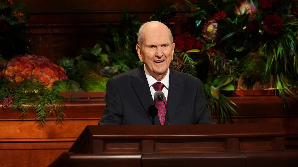 (The Church of Jesus Christ of Latter-day Saints)
President Russell M. Nelson speaks at General Conference on Sunday, Oct. 3, 2021.
