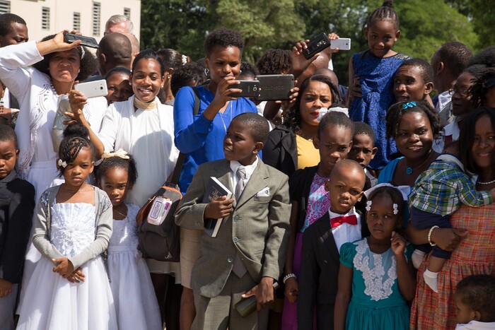 (Courtesy The Church of Jesus Christ of Latter-day Saints) Officials with The Church of Jesus Christ of Latter-day Saints broke ground on a temple in Port-au-Prince, Haiti, on Saturday.