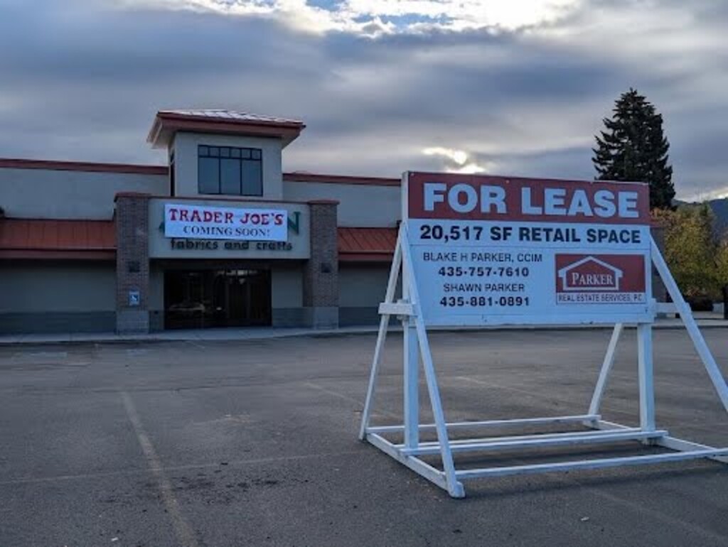 (Allie Watterson) People in Logan on Monday morning were excited to see a sign advertising a new Trader Joe's location in Cache County, only to realize the sign was fake.
