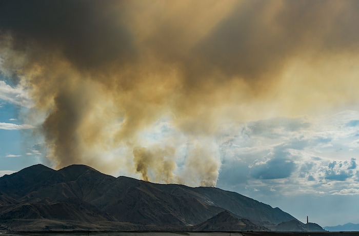 (Francisco Kjolseth  |  The Salt Lake Tribune)  A grass fire in Tooele county being dubbed the the Green Ravine fire burns on Tuesday, Sept. 3, 2019.