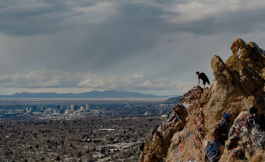 (Francisco Kjolseth | The Salt Lake Tribune) People get outdoors along Jacks Peak Trailhead above the Salt Lake Valley on Friday, March 20, 2020.