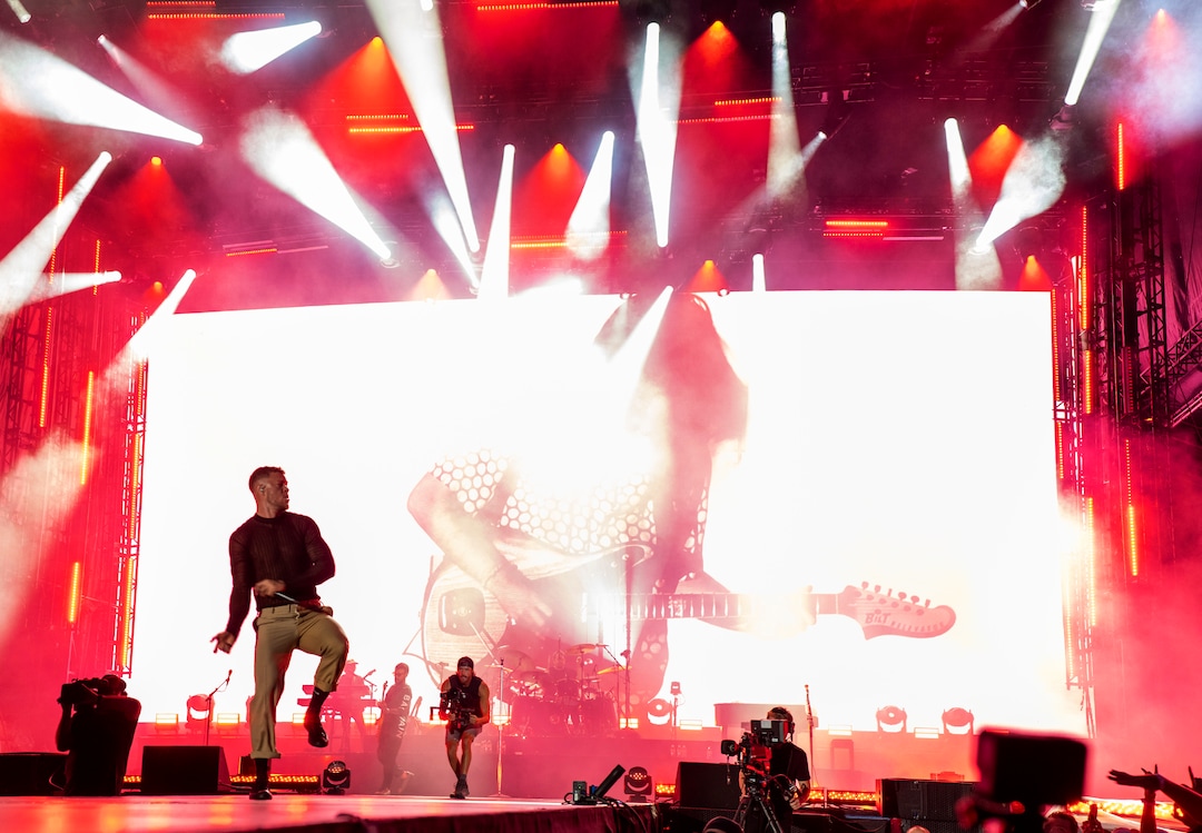 (Rick Egan | The Salt Lake Tribune) Dan Reynolds sings for Imagine Dragons, at Rice-Eccles Stadium, on Friday, Aug. 5, 2022.