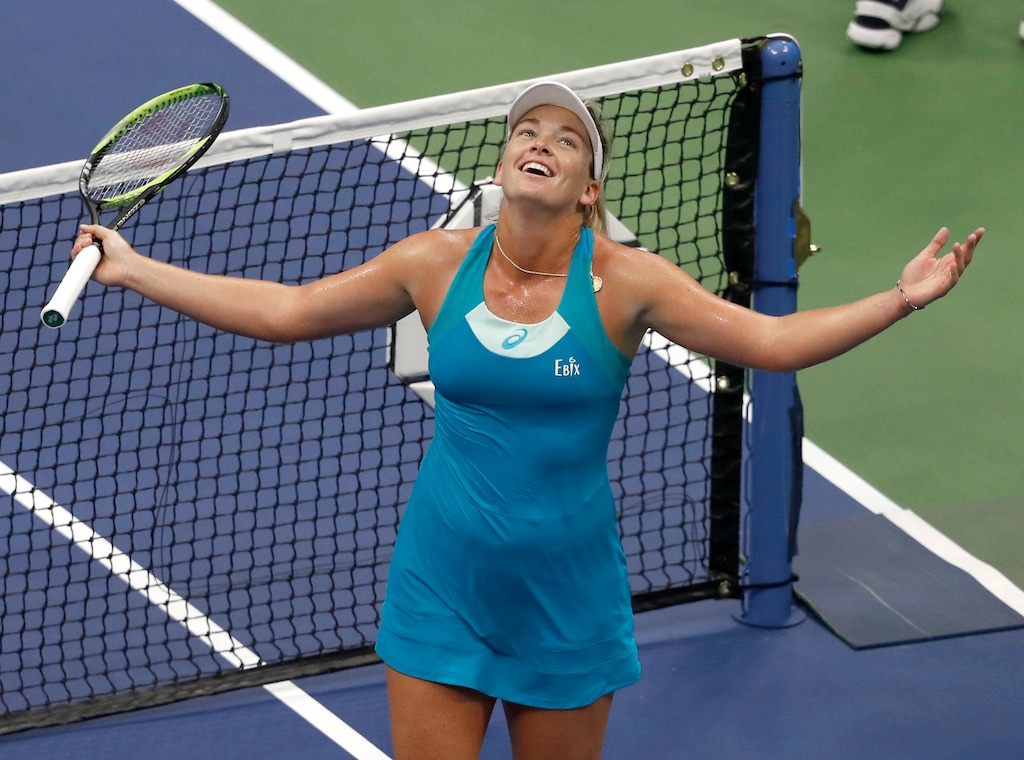 CoCo Vandeweghe, of the United States, celebrates after winning her match with Karolina Pliskova, of Czech Republic, during the quarterfinals of the U.S. Open tennis tournament, Wednesday, Sept. 6, 2017, in New York. (AP Photo/Adam Hunger)