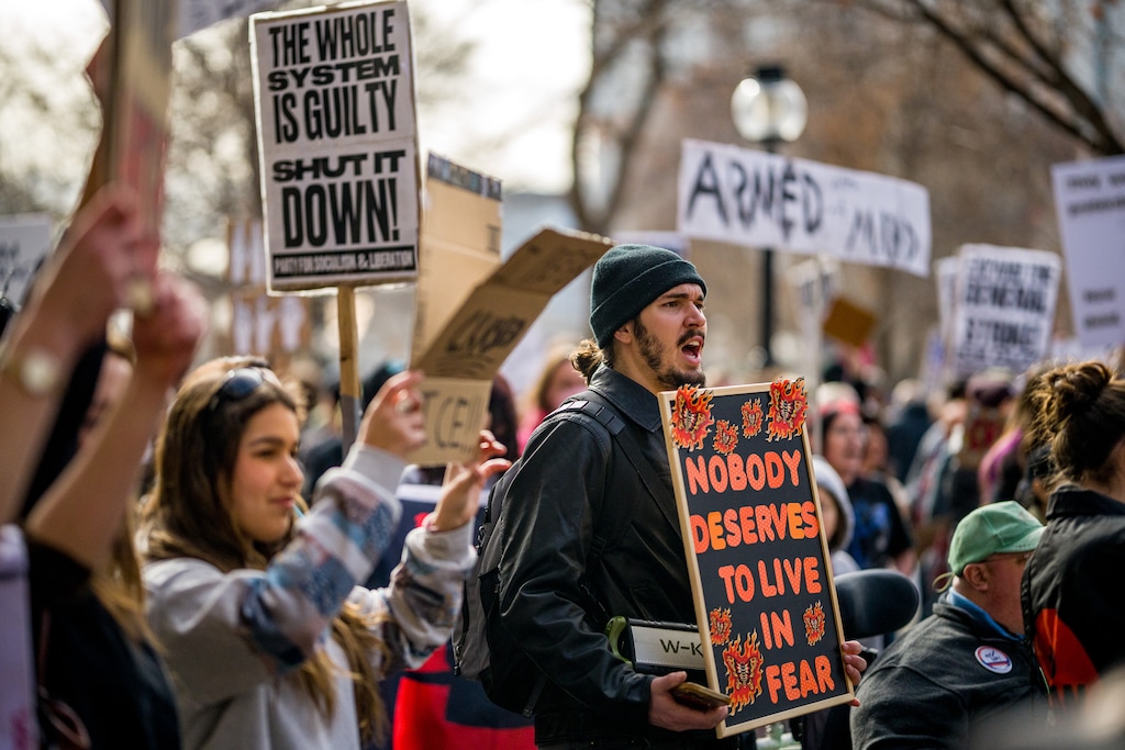 (Trent Nelson  |  The Salt Lake Tribune) People attend an anti-ICE protest at City Hall in Salt Lake City on Friday, Jan. 30, 2026.