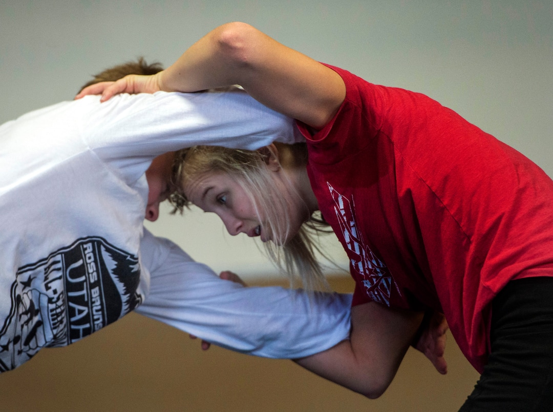 (Rick Egan | The Salt Lake Tribune)   Sage Mortimer wrestles Andrew Fox, during practice, at American Leadership Academy, Thursday, Feb. 4, 2021.