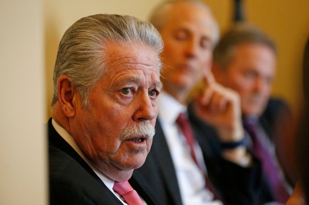 This Wednesday, March 7, 2018, photo, shows Senate Minority Leader Gene Davis of Salt Lake City speaking during a Senate news conference at the Utah State Capitol in Salt Lake City. Utah lawmakers were winding down their annual session Thursday, after opening a record number of bills but failing to pass proposals on hot-button issues, including a repeal of the death penalty and a gun-control measure. Utah lawmakers have signed off on a plan to expand Medicaid to tens of thousands of the state's poor. (AP Photo/Rick Bowmer)