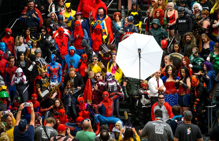 (Steve Griffin  |  The Salt Lake Tribune)  Dressed in their costumes people are photographed at the  2017 Salt Lake Comic Con at the Salt Palace Convention Center Friday September 22, 2017.