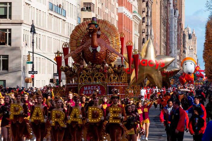 (Eduardo Munoz Alvarez | AP) Participates make their way down New York's Central Park West during the Macy's Thanksgiving Day Parade, Thursday, Nov. 28, 2019, in New York.