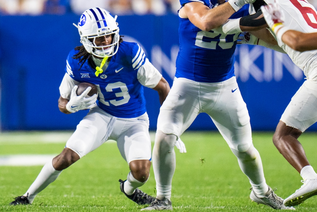 (Rick Egan | The Salt Lake Tribune)  Brigham Young wide receiver Jojo Phillips (13) has always had potential but hasn't been able to stay healthy and on the field.