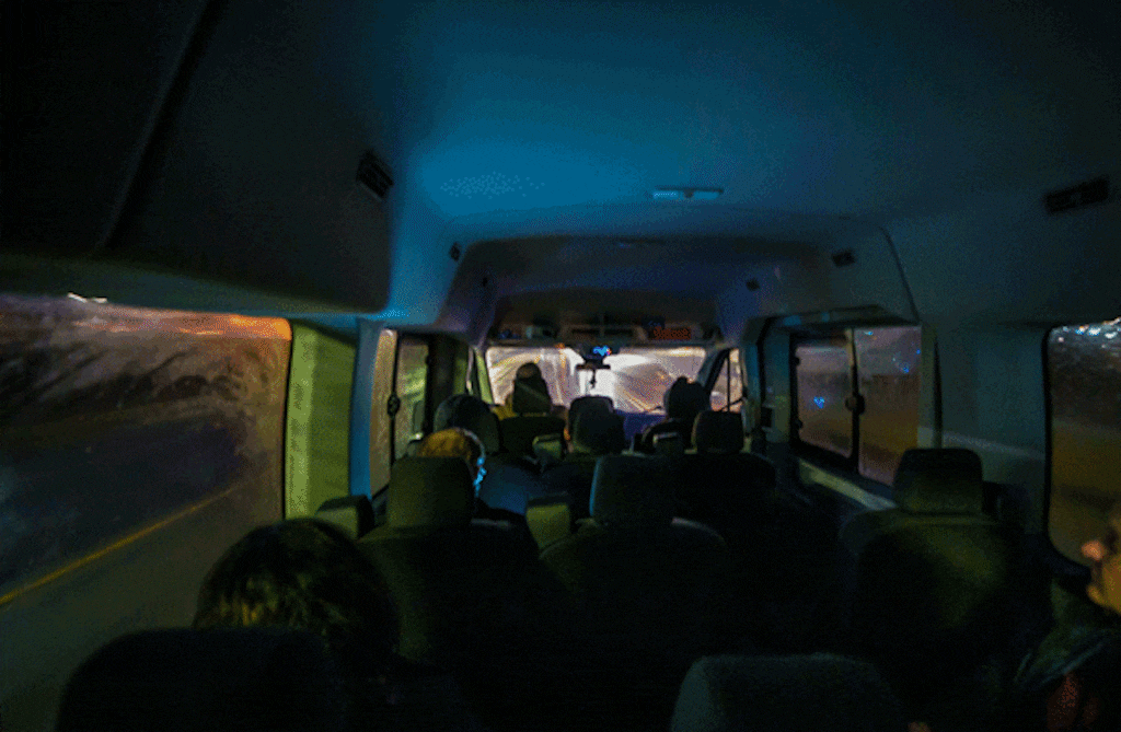 (Trent Nelson  |  The Salt Lake Tribune) An Operation Recovery van transports clients to a methadone clinic in Price before sunrise on Wednesday, March 22, 2023.