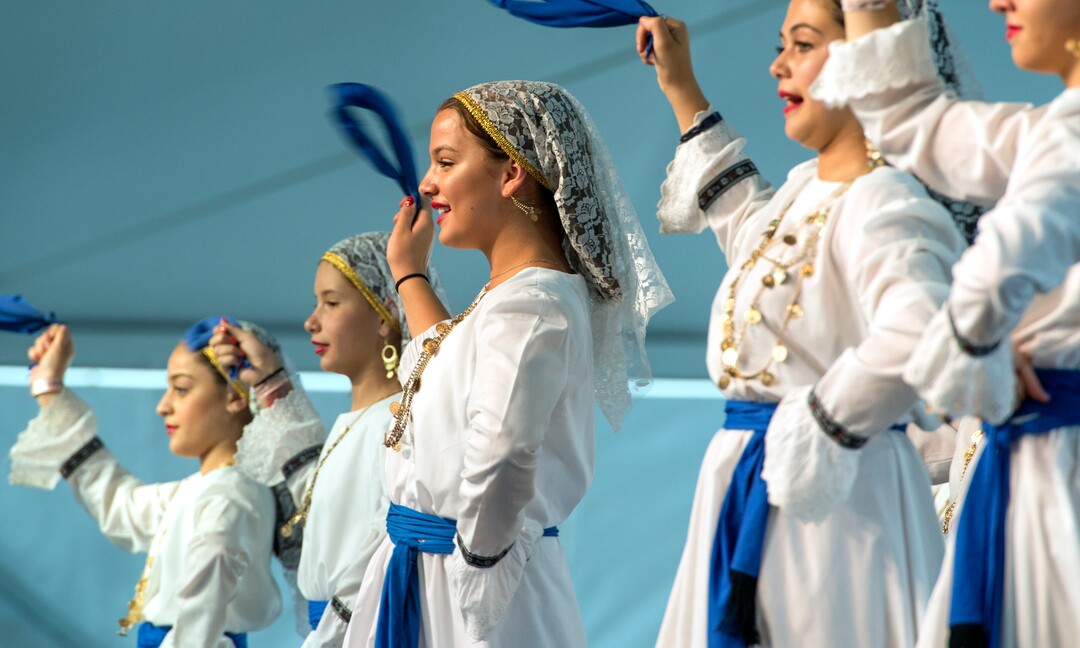 (Leah Hogsten  |  The Salt Lake Tribune) The Olympian Dancers perform at the 42nd Annual Greek Festival on the grounds of the Holy Trinity Cathedral Greek Orthodox Church. The three day festival offers a wide variety of food and pastries, Greek musicians and dance performances.