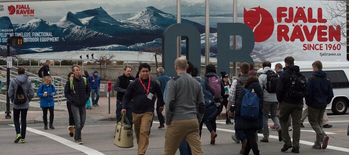 Steve Griffin / The Salt Lake Tribune
Attendees cross West Temple on their way to the Outdoor Retailer event at the Salt Palace Convention Center in Salt Lake City Tuesday January 11, 2017.