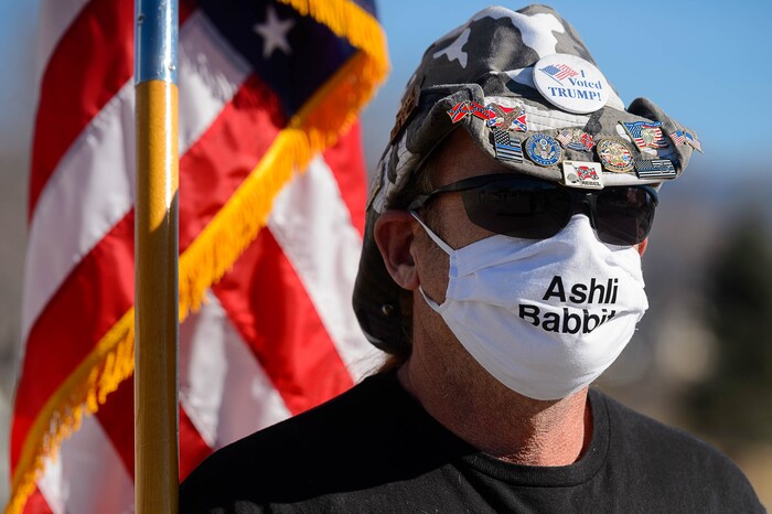(Trent Nelson | The Salt Lake Tribune) Trump supporter Martin Turner at the state Capitol in Salt Lake City on Sunday, Jan. 17, 2021.