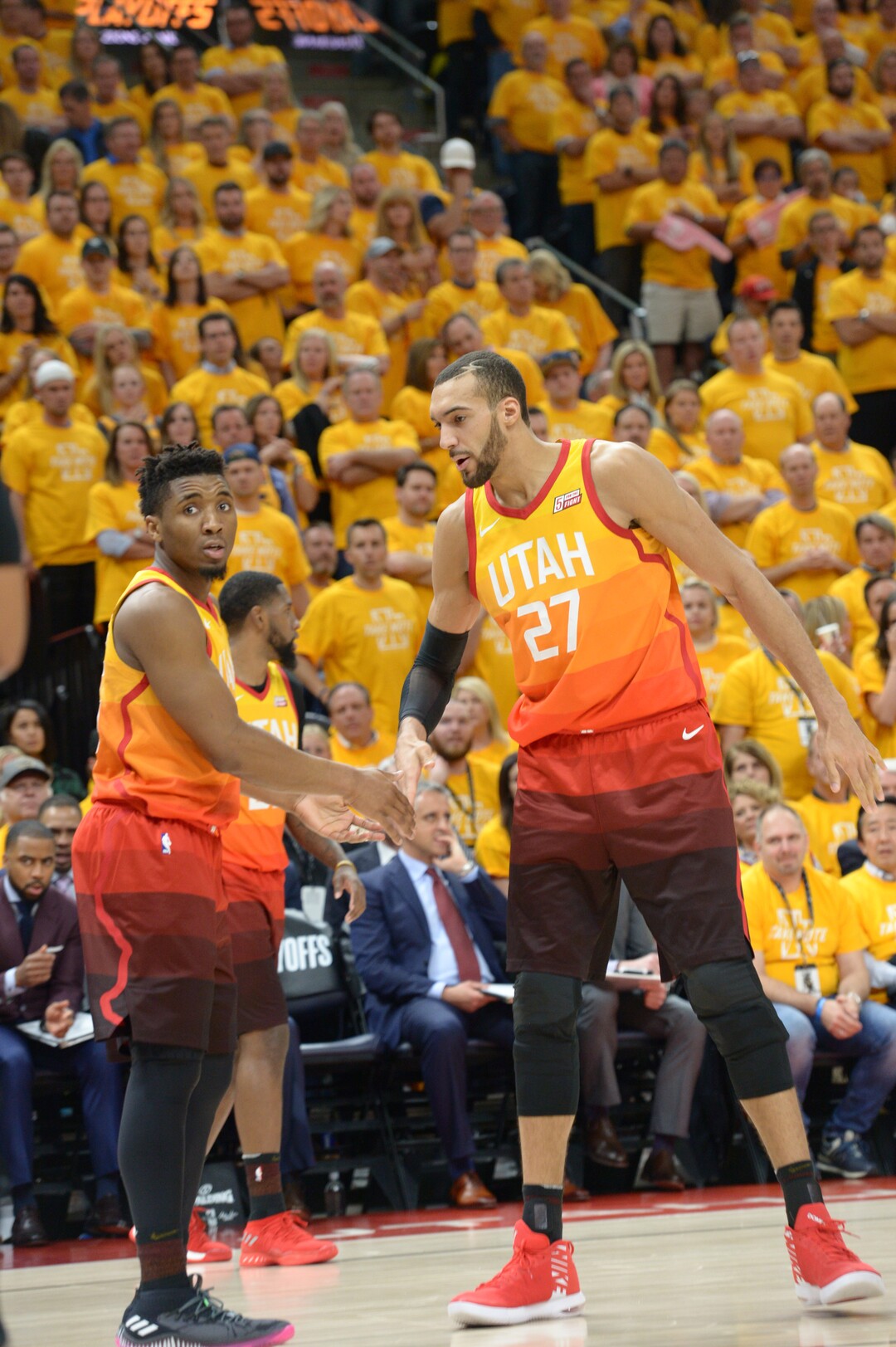 (Leah Hogsten  |  The Salt Lake Tribune)  as the Utah Jazz take on the Houston Rockets in Game 3 of an NBA basketball second-round playoff series Friday, May 4, 2018 in Salt Lake City.